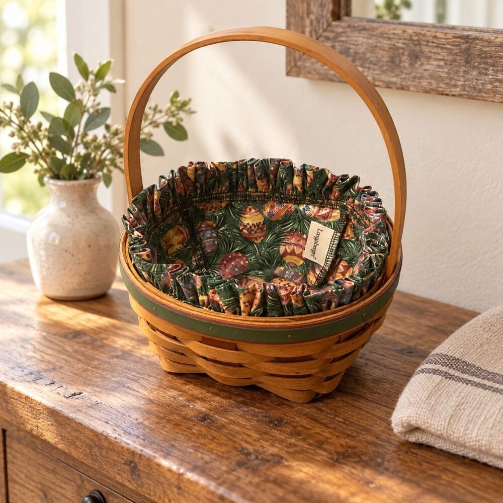 Longaberger 1999 Small Classic Stained Easter Basket w liner